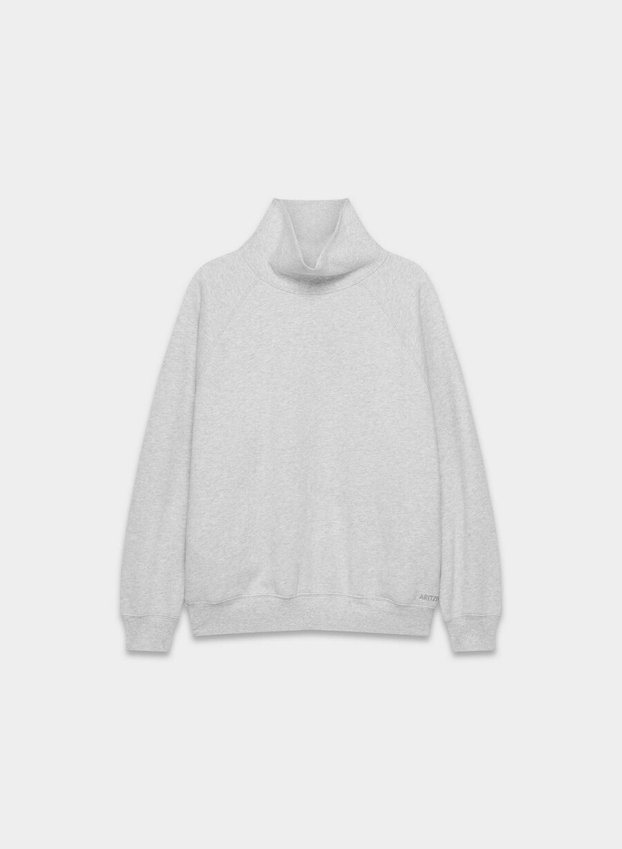 cozy sweatfleece mega raglan funnel neck heather chrome