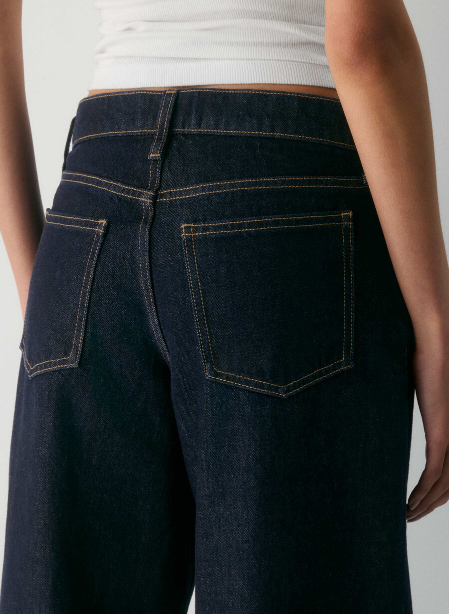 denim forum christy relaxed super lo-rise wide jean no-stress ink blue
