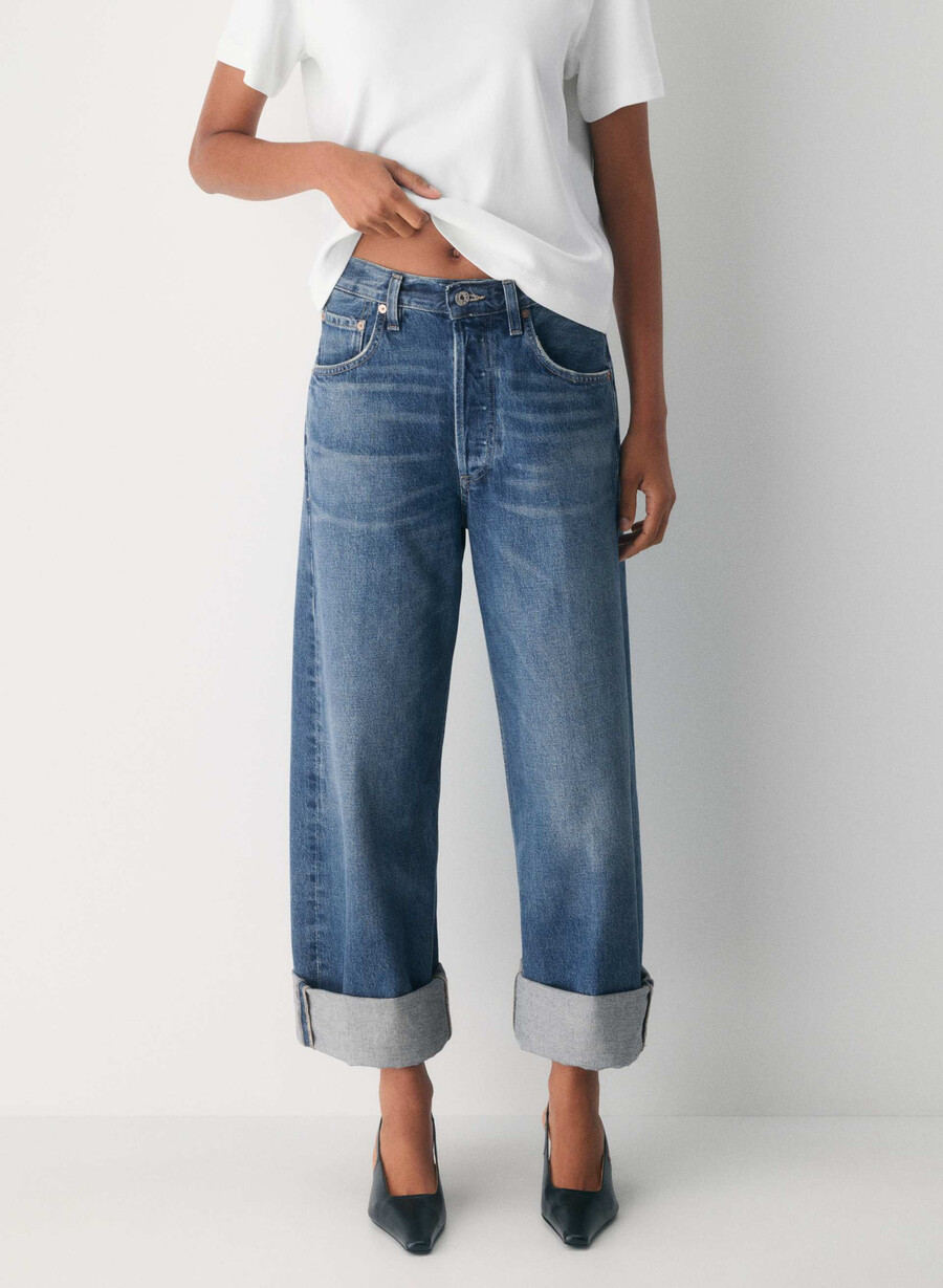 citizens of humanity ayla baggy cuffed jean claremont blue