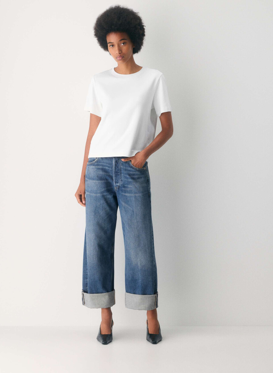 citizens of humanity ayla baggy cuffed jean claremont blue