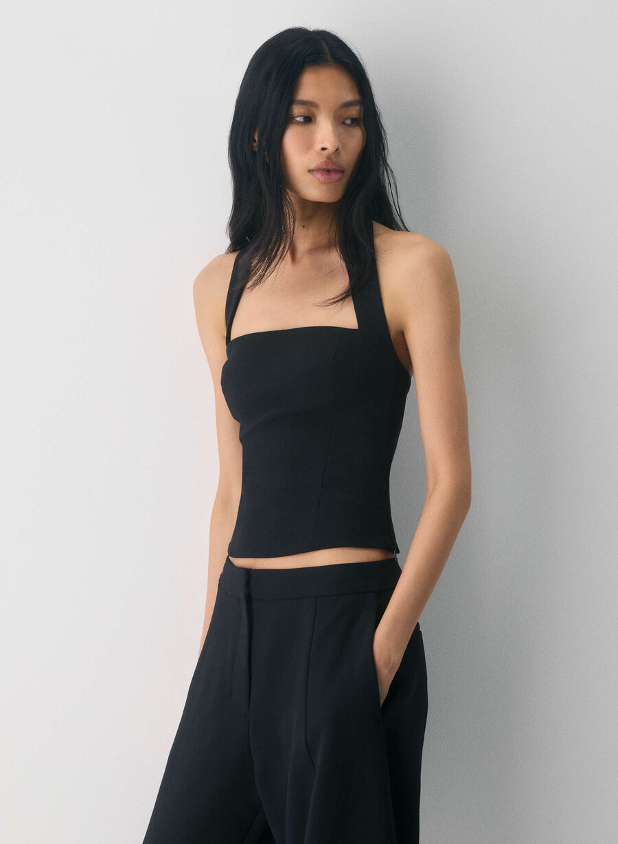 whisper halter top - crepette black