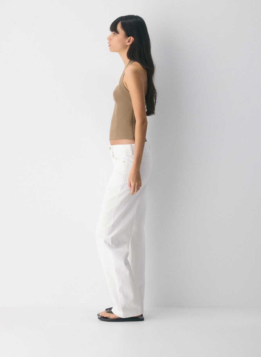 whisper halter top - crepette folio brown