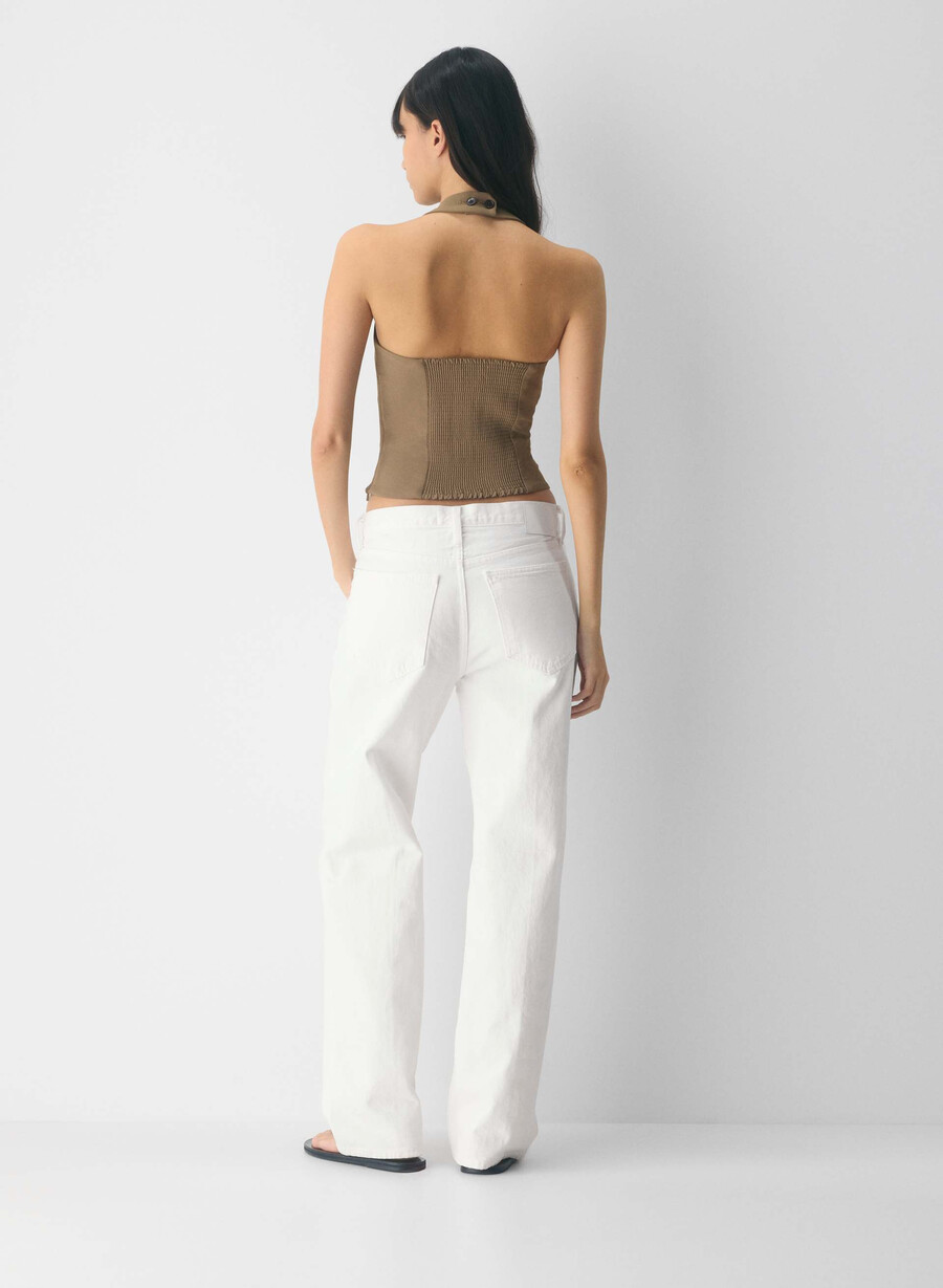 whisper halter top - crepette folio brown