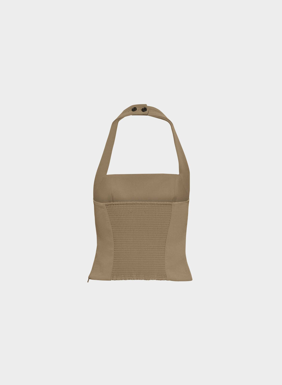whisper halter top - crepette folio brown