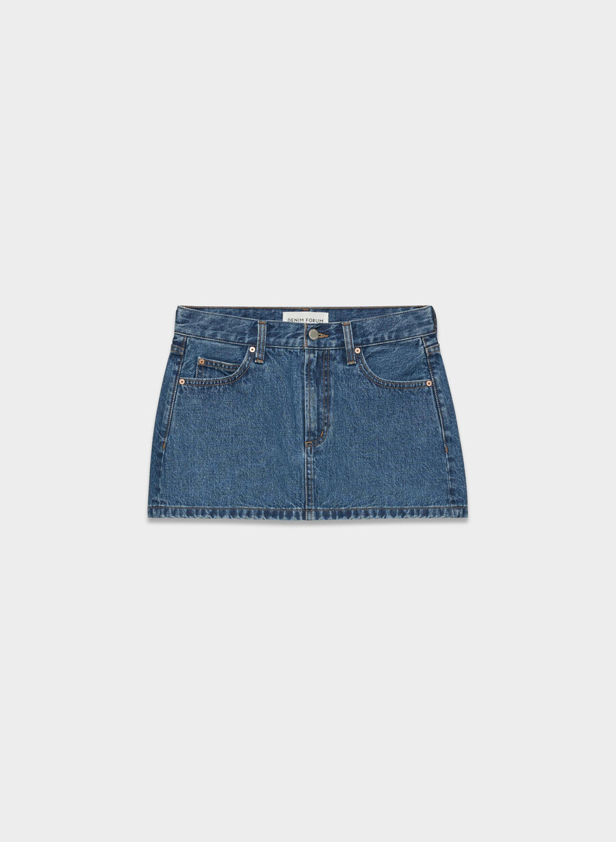 denim forum the 90s vintage micro denim skirt dark bleu eyeshadow