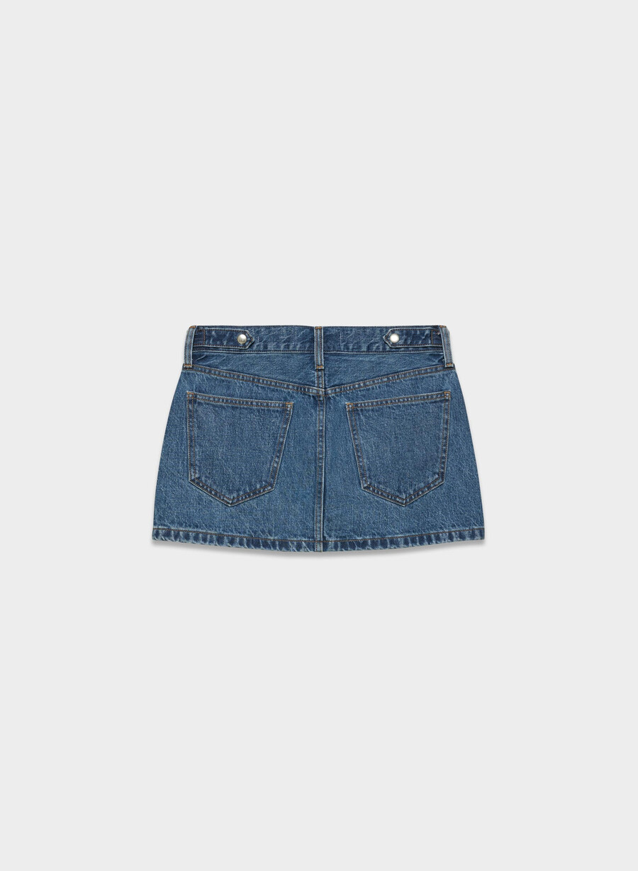 denim forum the 90s vintage micro denim skirt dark bleu eyeshadow