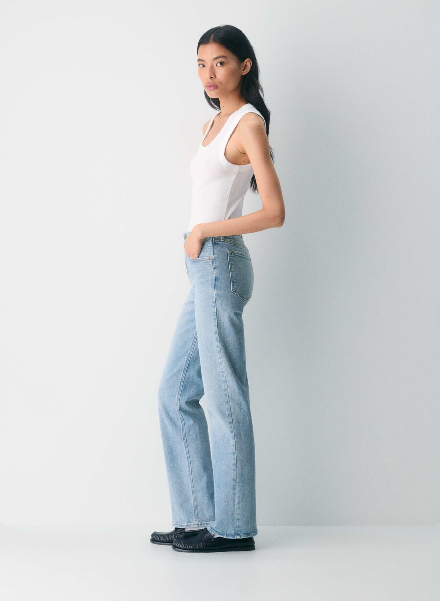 denim forum the 90s snatched hi-rise straight jean 7 yrs bleu taboo