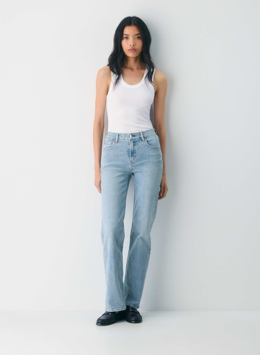 denim forum the 90s snatched hi-rise straight jean 7 yrs bleu taboo
