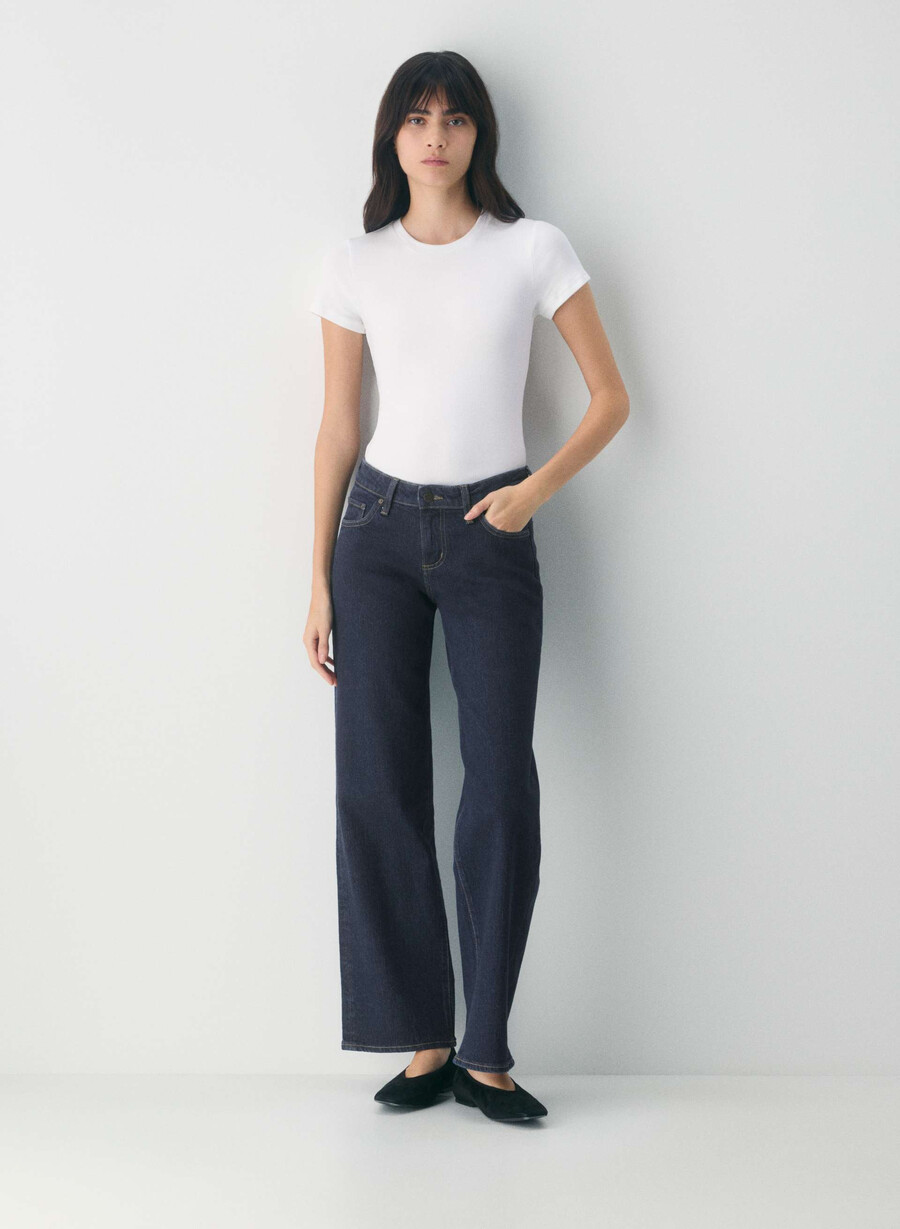 denim forum pam super lo-rise wide jean no-stress dark blue