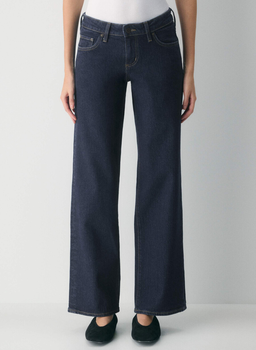 denim forum pam super lo-rise wide jean no-stress dark blue