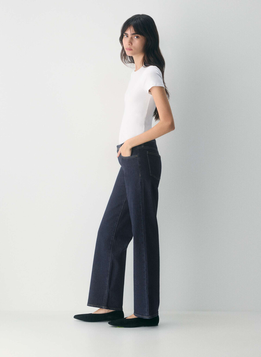 denim forum pam super lo-rise wide jean no-stress dark blue
