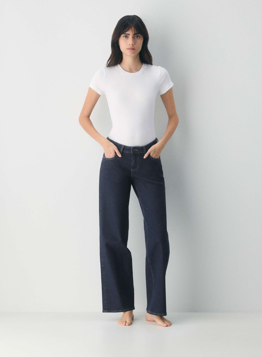 denim forum pam super lo-rise wide jean no-stress dark blue