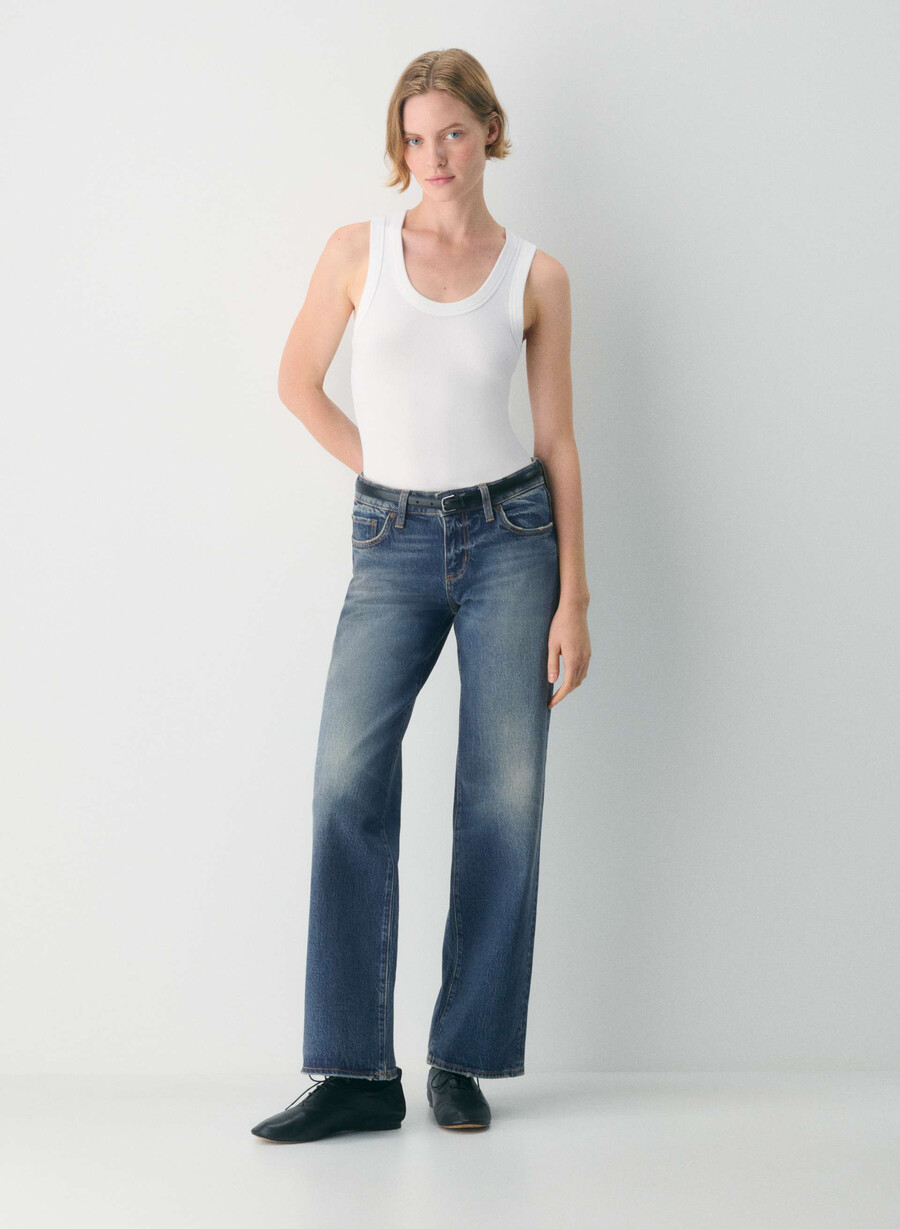 denim forum pam super lo-rise wide jean vintage dark blue