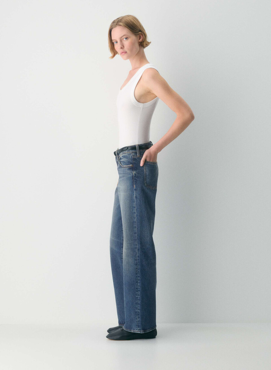 denim forum pam super lo-rise wide jean vintage dark blue