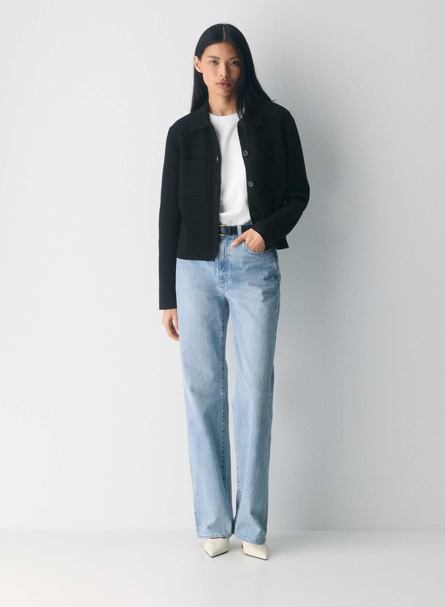 new society cardigan - wonder yarn black