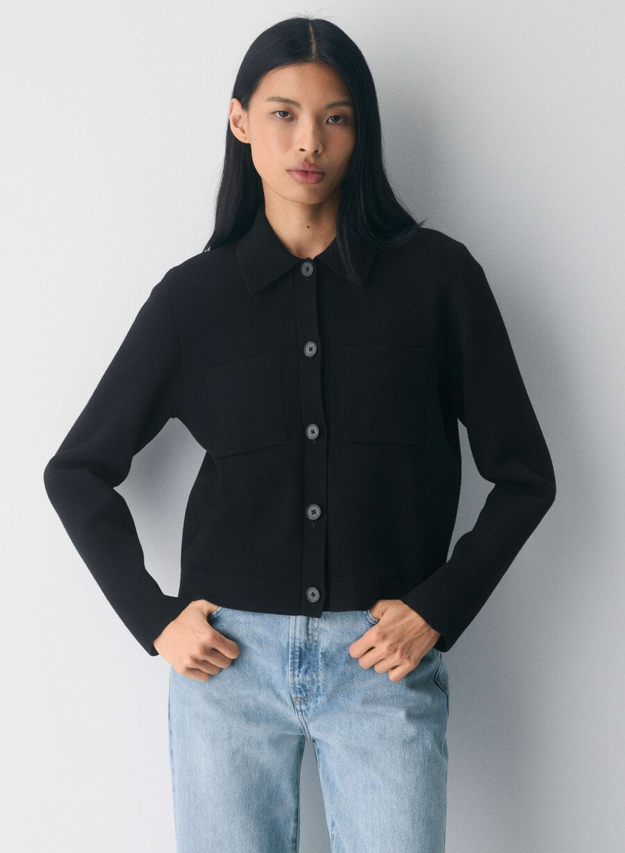 new society cardigan - wonder yarn black