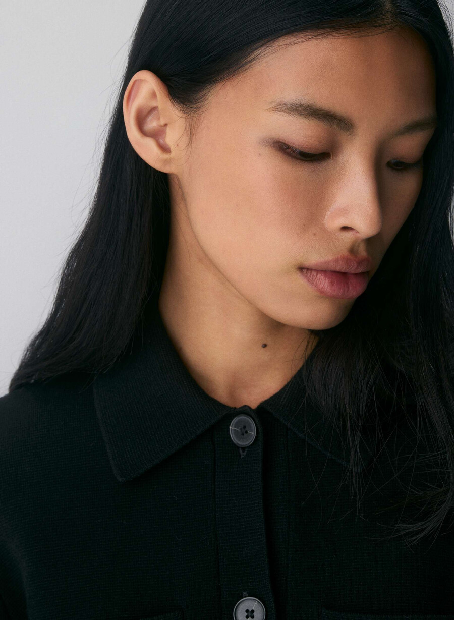 new society cardigan - wonder yarn black