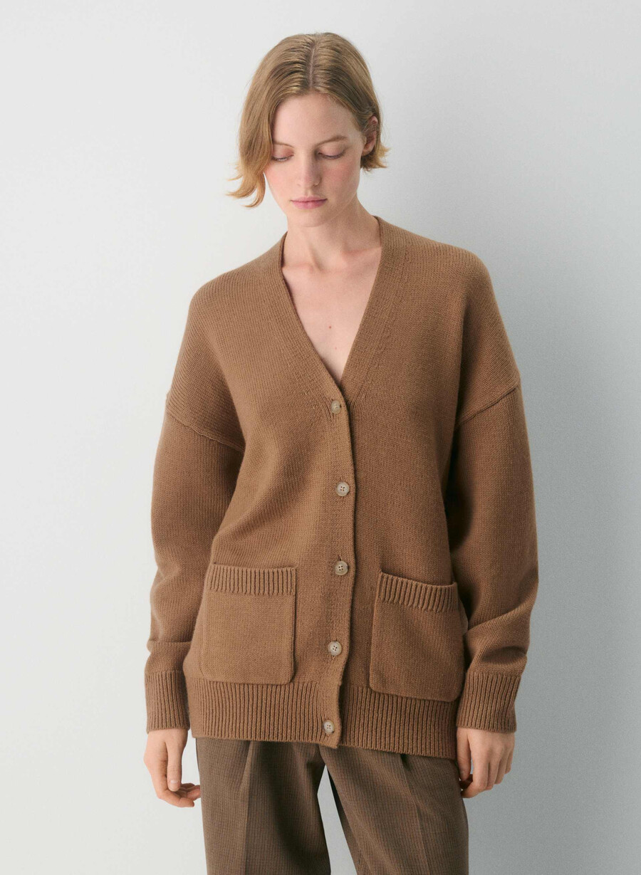 chunky merino wool v-neck cardigan saville