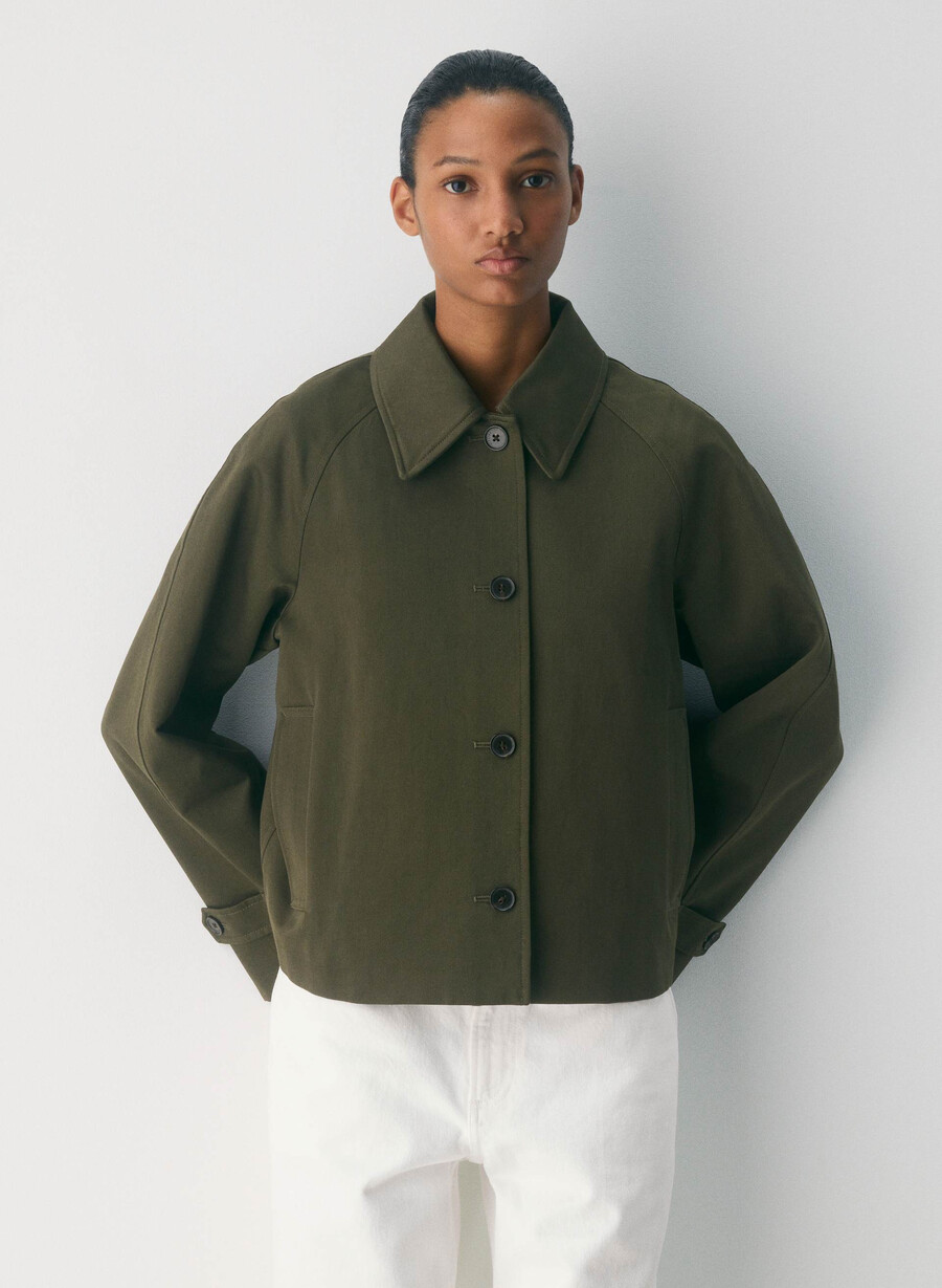 the regent short trench coat - rich twill dark olive