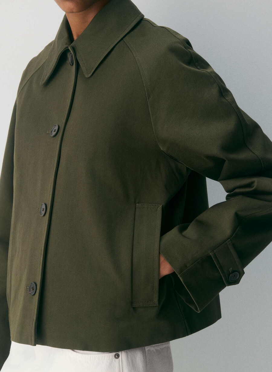 the regent short trench coat - rich twill dark olive
