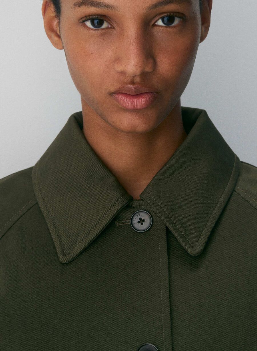the regent short trench coat - rich twill dark olive