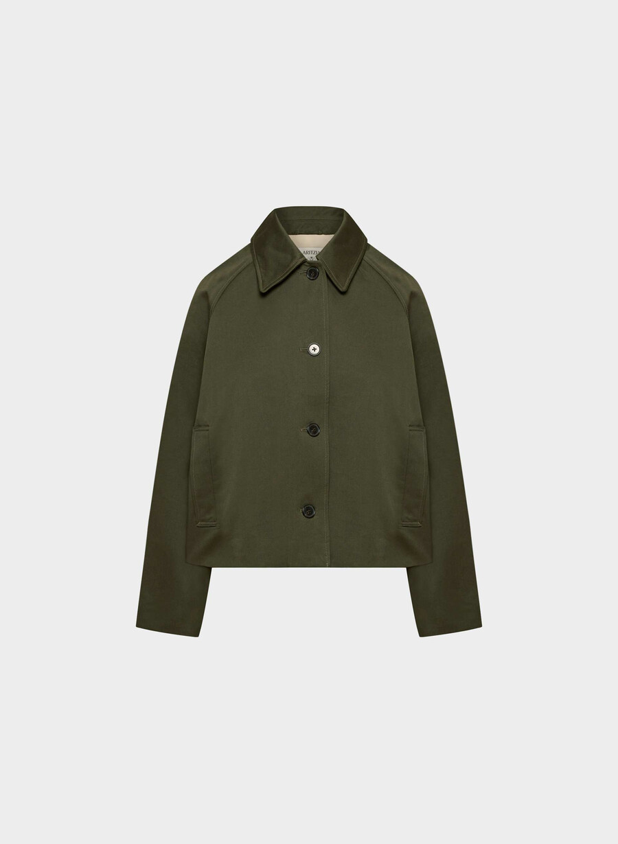 the regent short trench coat - rich twill dark olive