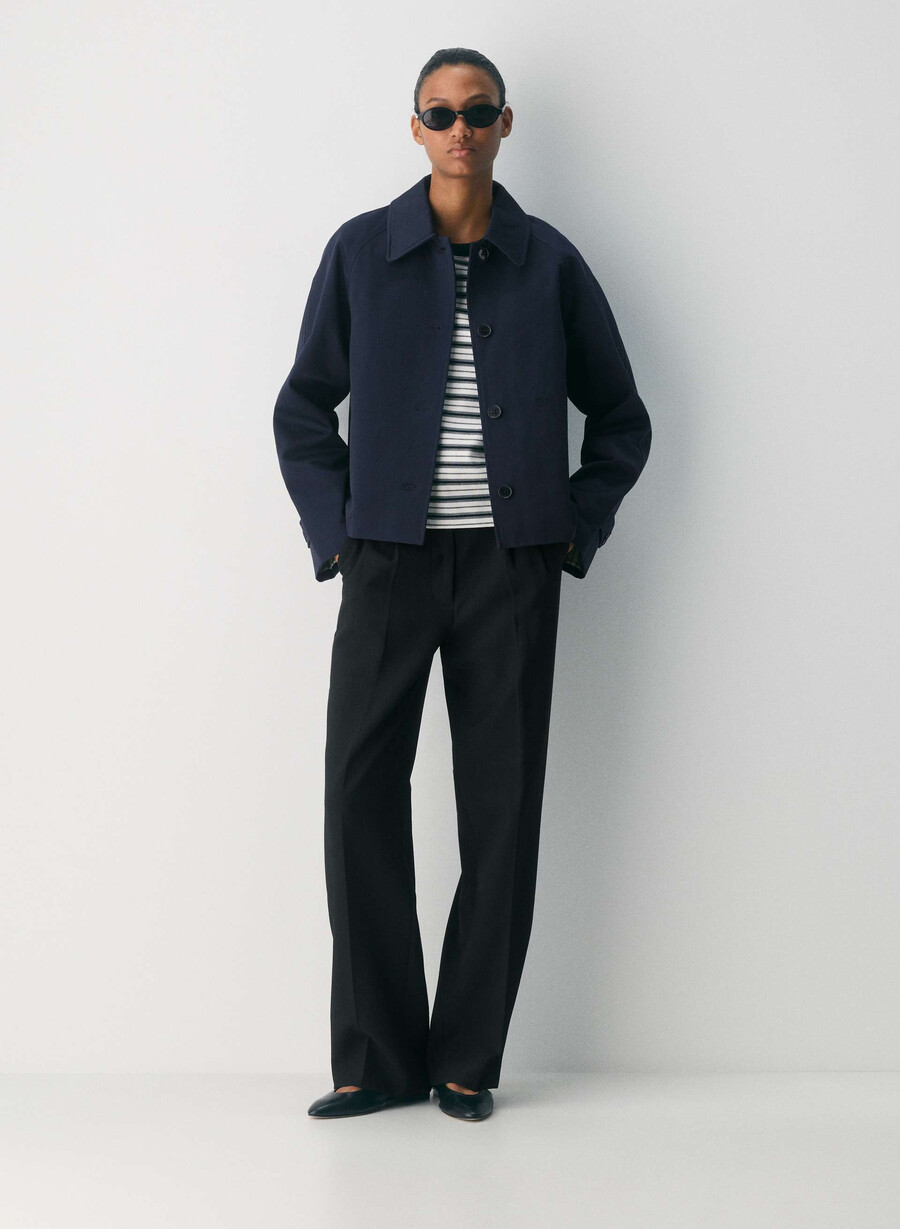 the regent short trench coat - rich twill dark night navy