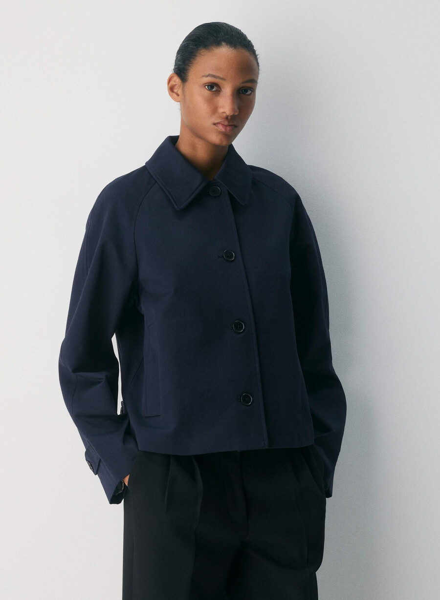 the regent short trench coat - rich twill dark night navy