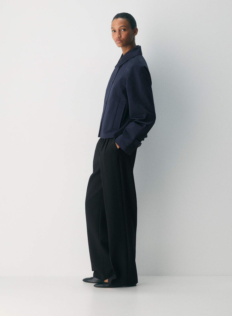 the regent short trench coat - rich twill dark night navy