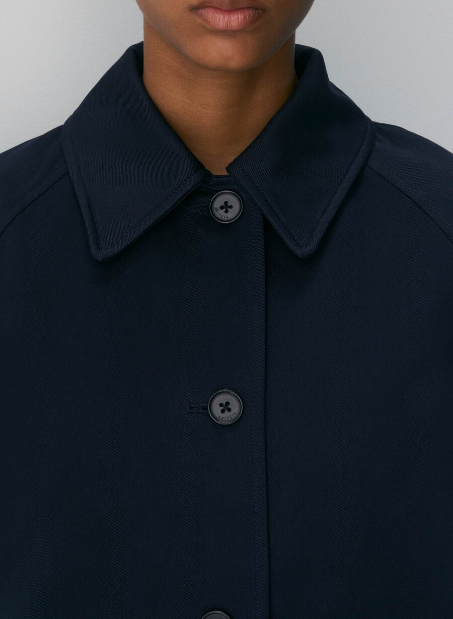 the regent short trench coat - rich twill dark night navy