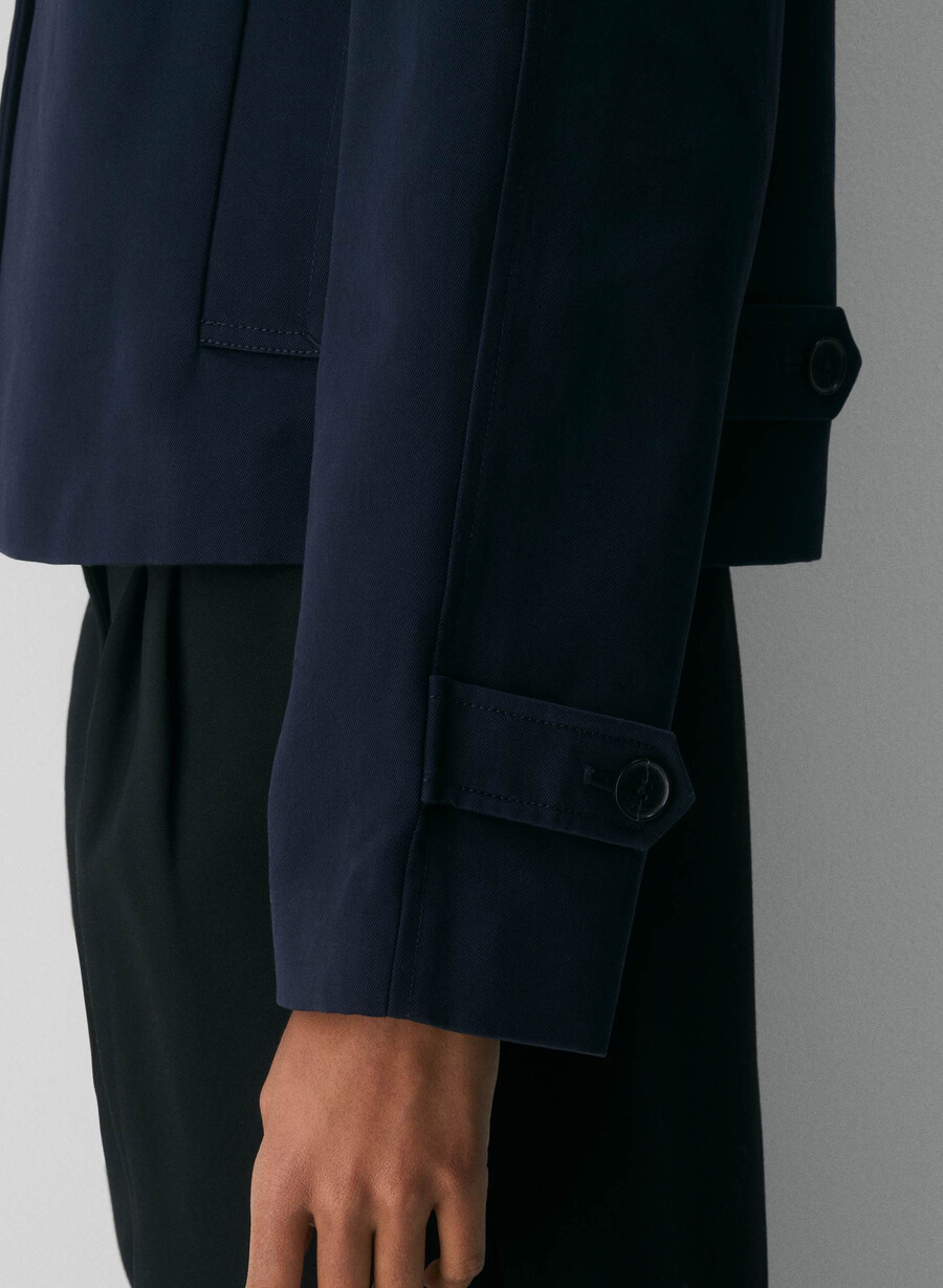 the regent short trench coat - rich twill dark night navy