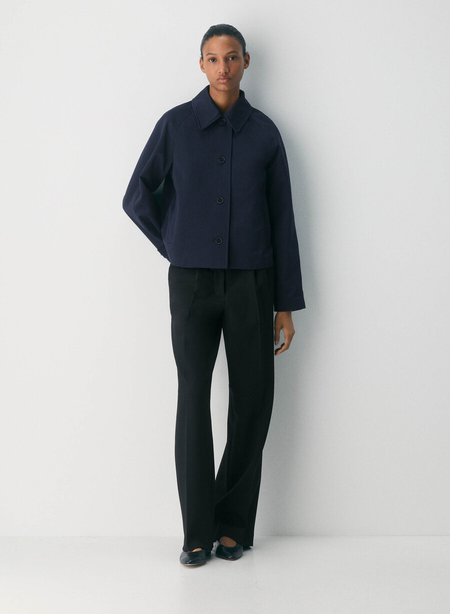 the regent short trench coat - rich twill dark night navy