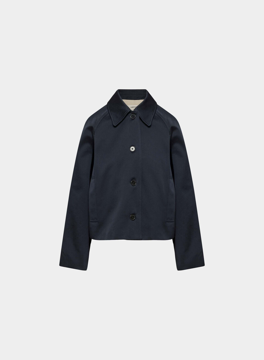 the regent short trench coat - rich twill dark night navy