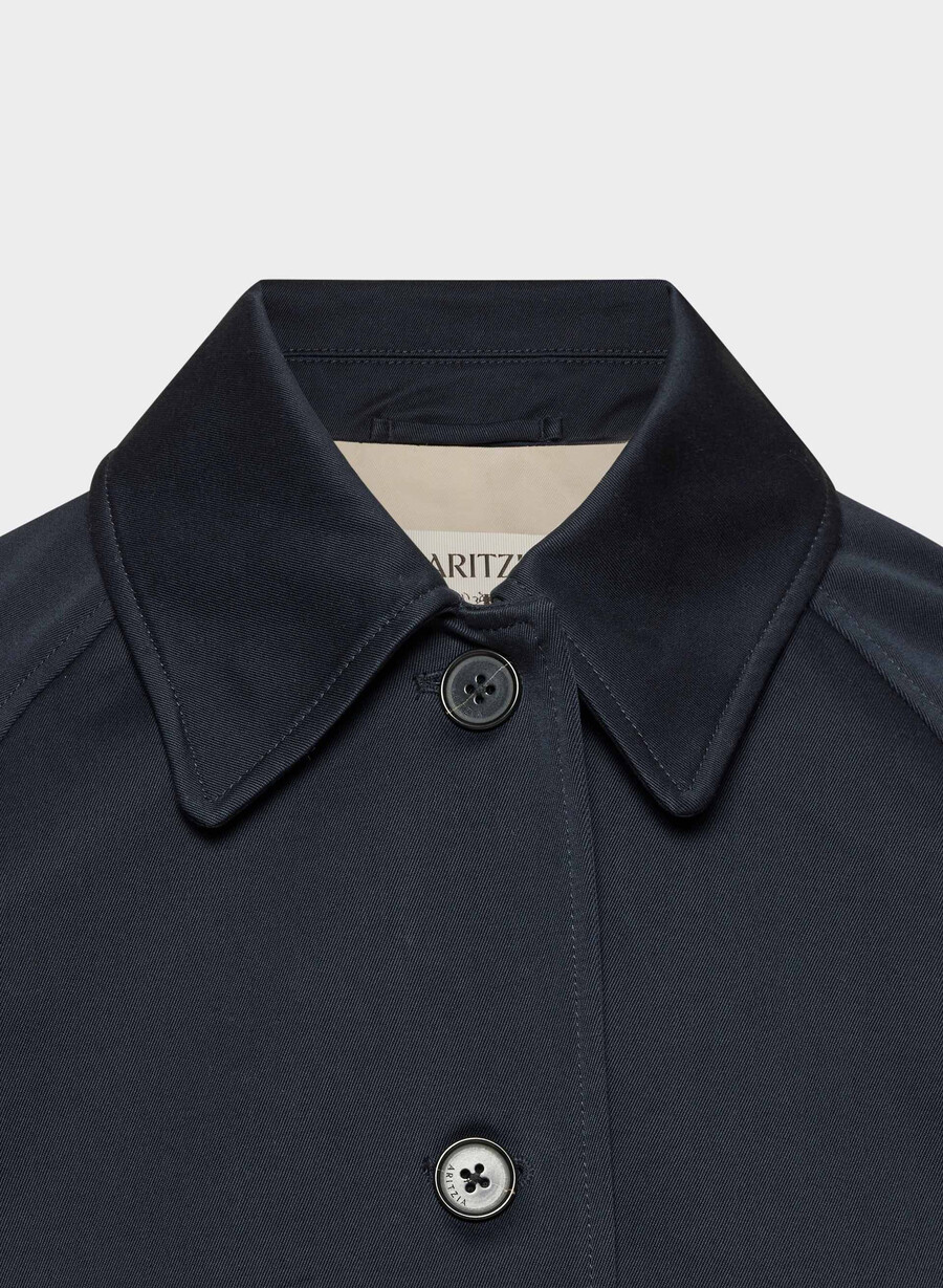the regent short trench coat - rich twill dark night navy