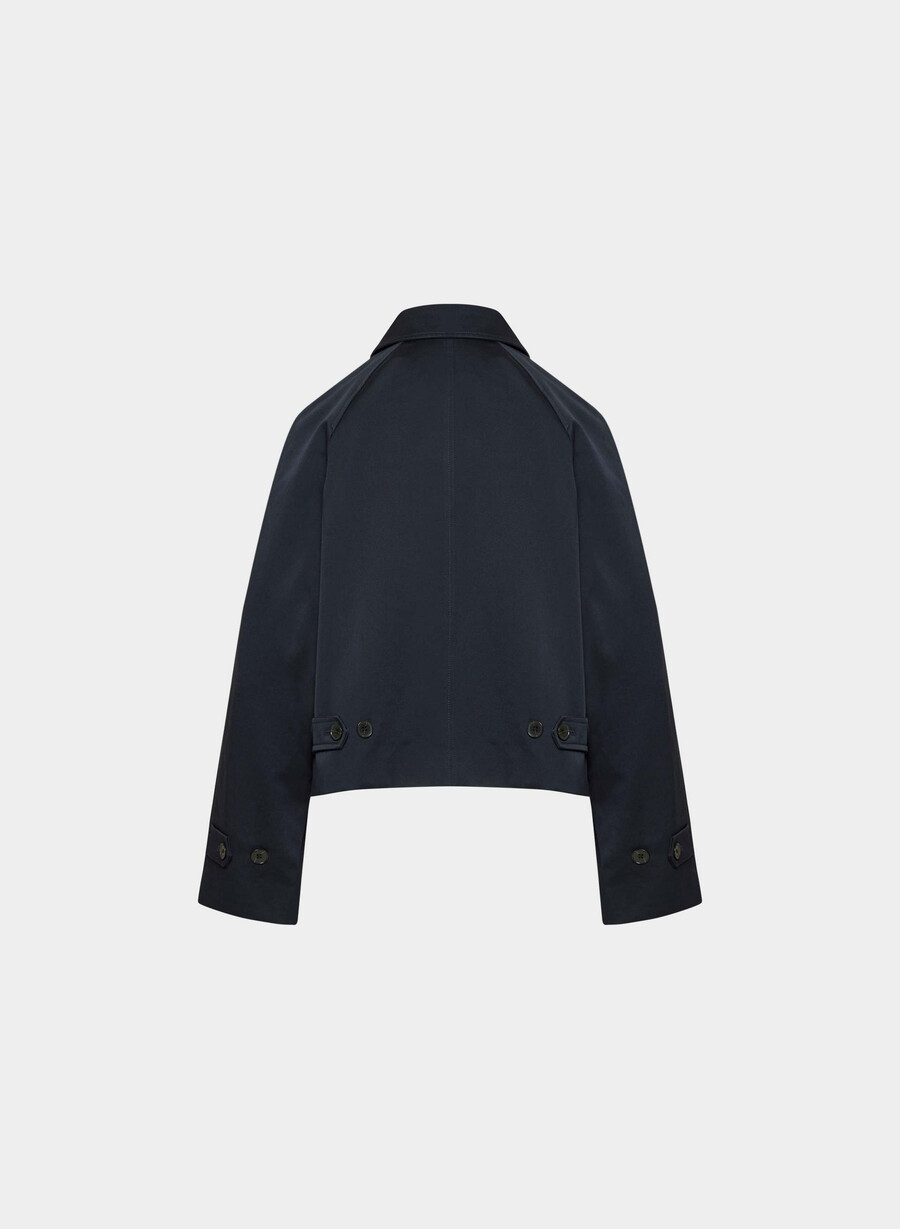 the regent short trench coat - rich twill dark night navy