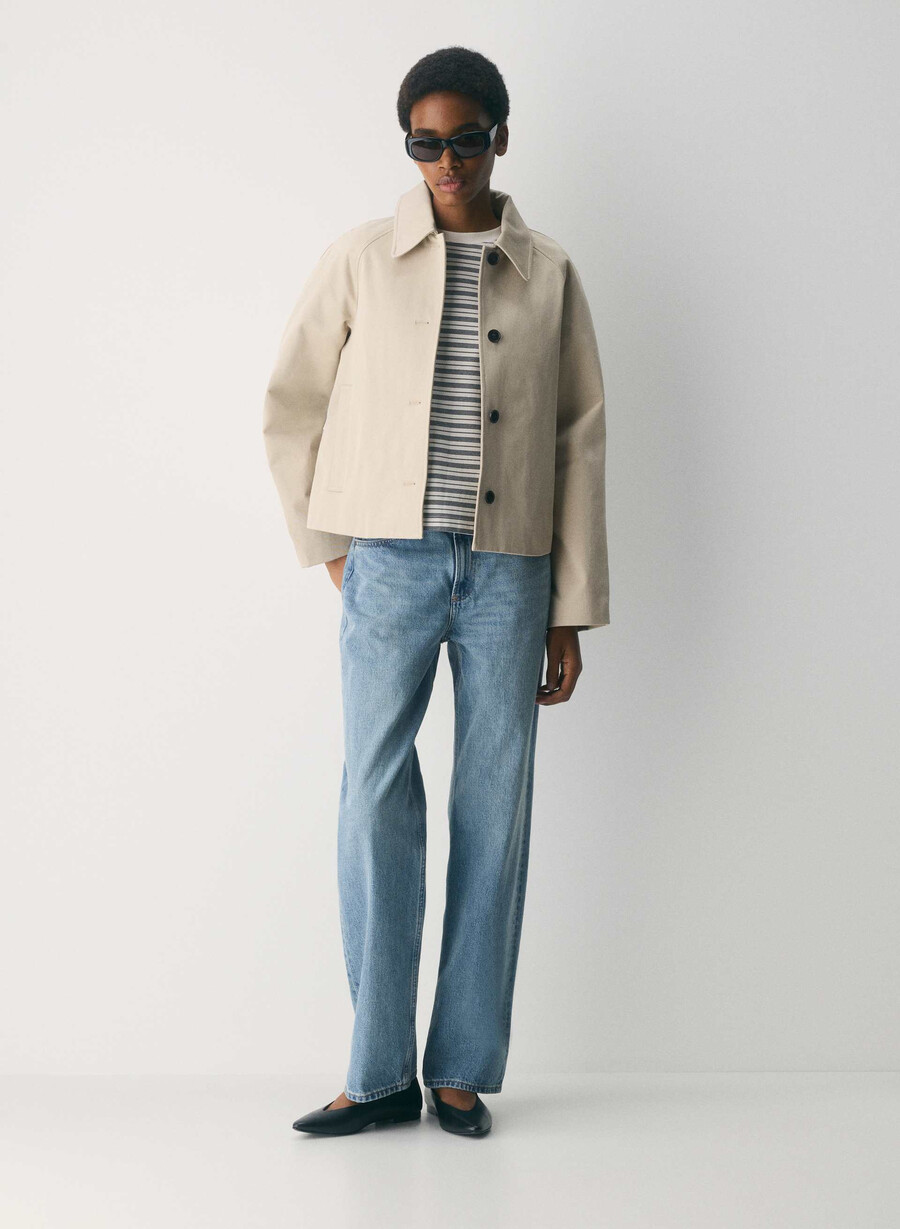 the regent short trench coat - rich twill marcona beige