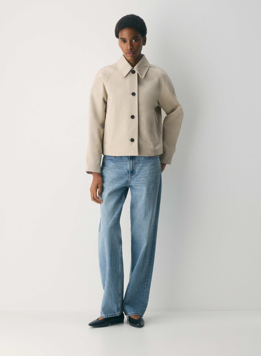 the regent short trench coat - rich twill marcona beige