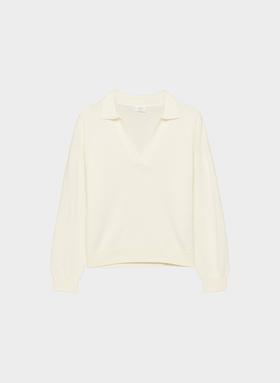 clara merino wool polo sweater light birch