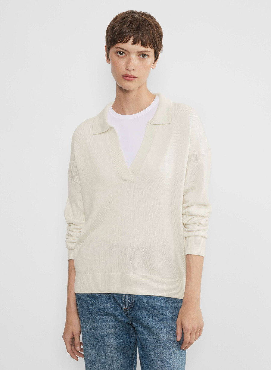 clara merino wool polo sweater light birch