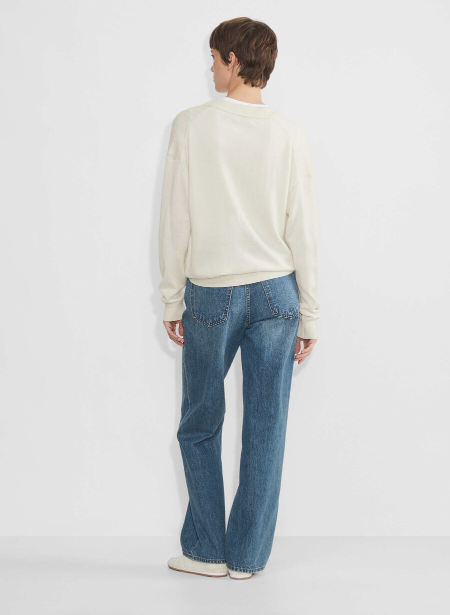 clara merino wool polo sweater light birch