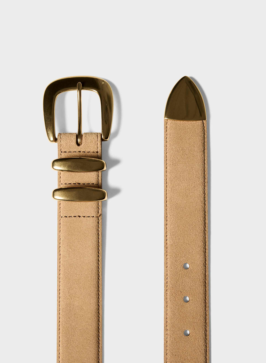 legendary solid brass suede wide belt cortado camelgold