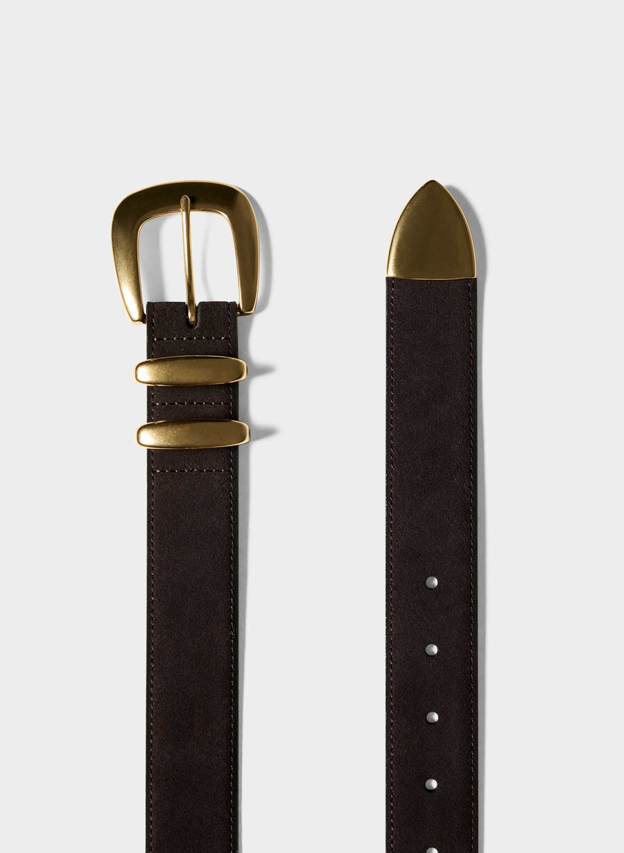 legendary solid brass suede wide belt modern browngold