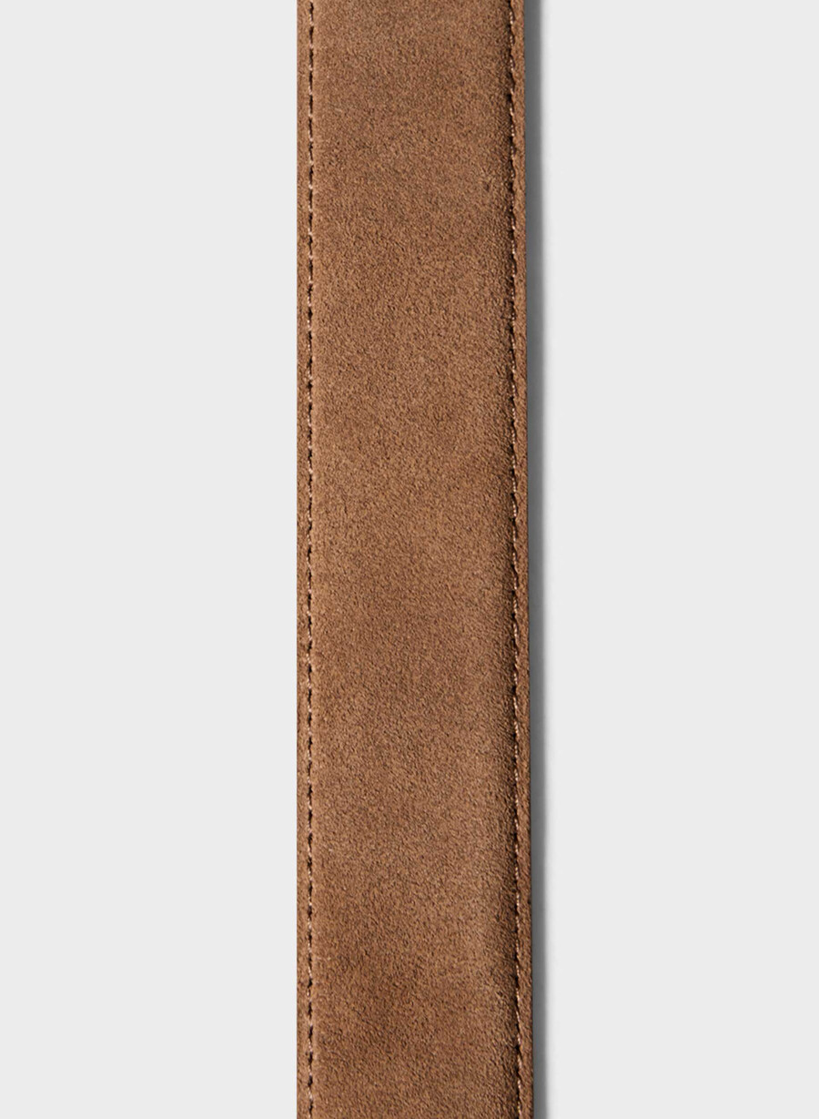 legendary solid brass suede wide belt raw umber browngol