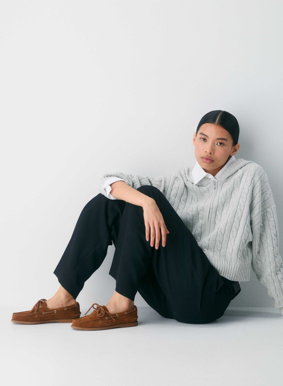 sperry x aritzia ao boat shoe - suede leather chocolatier brown