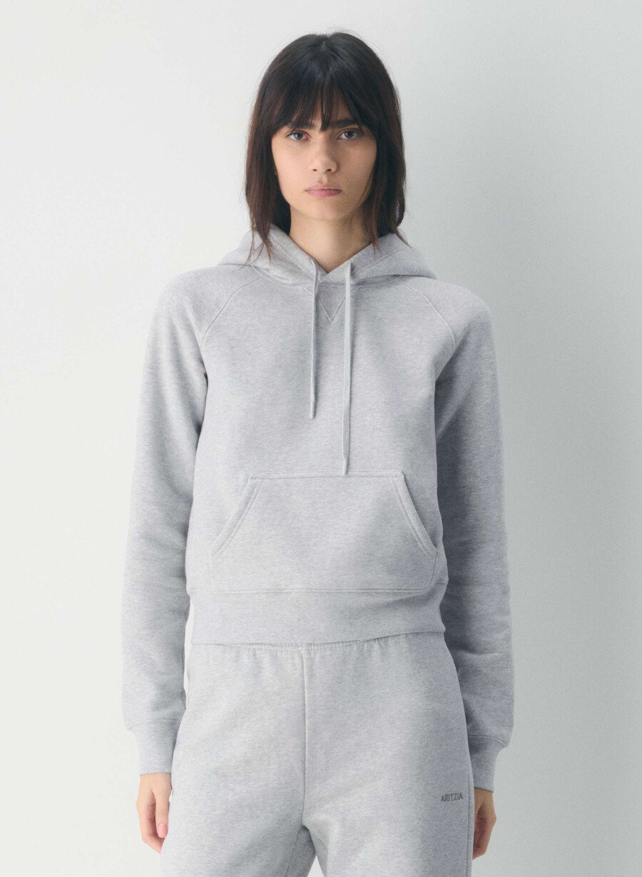 cozy sweatfleece snug raglan hoodie heather chrome