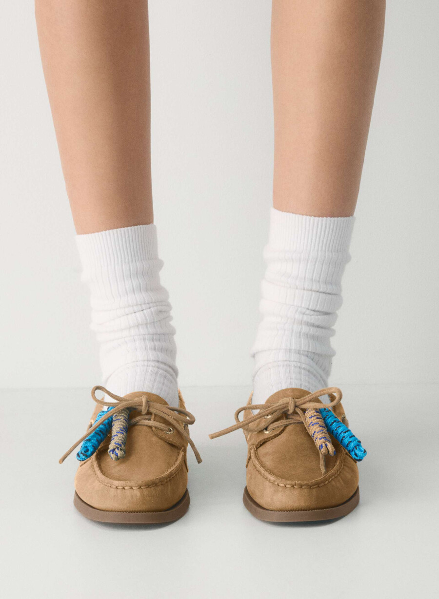sperry x aritzia ao boat shoe - nubuck leather tan khaki