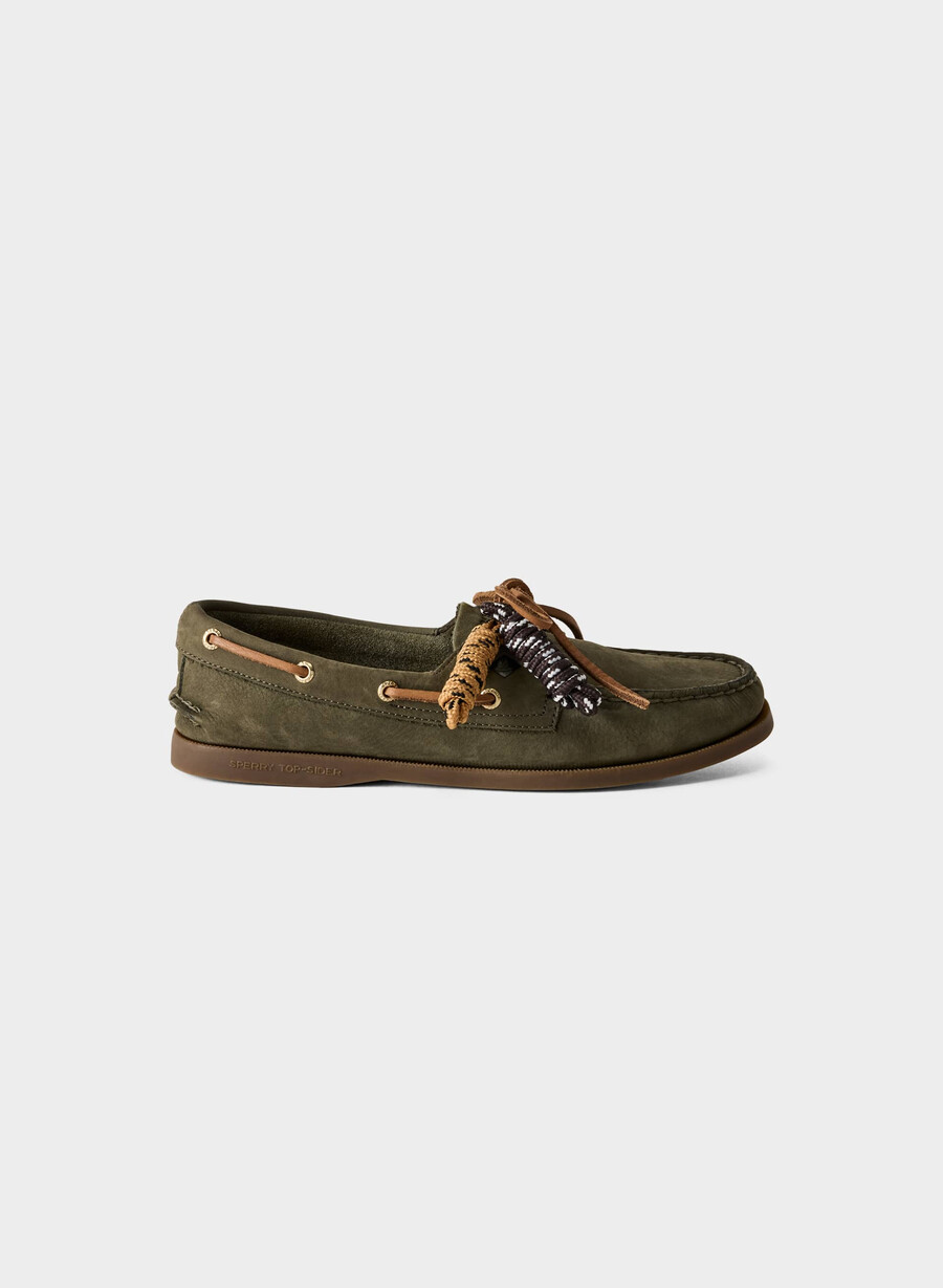 sperry x aritzia ao boat shoe - nubuck leather dk willow green