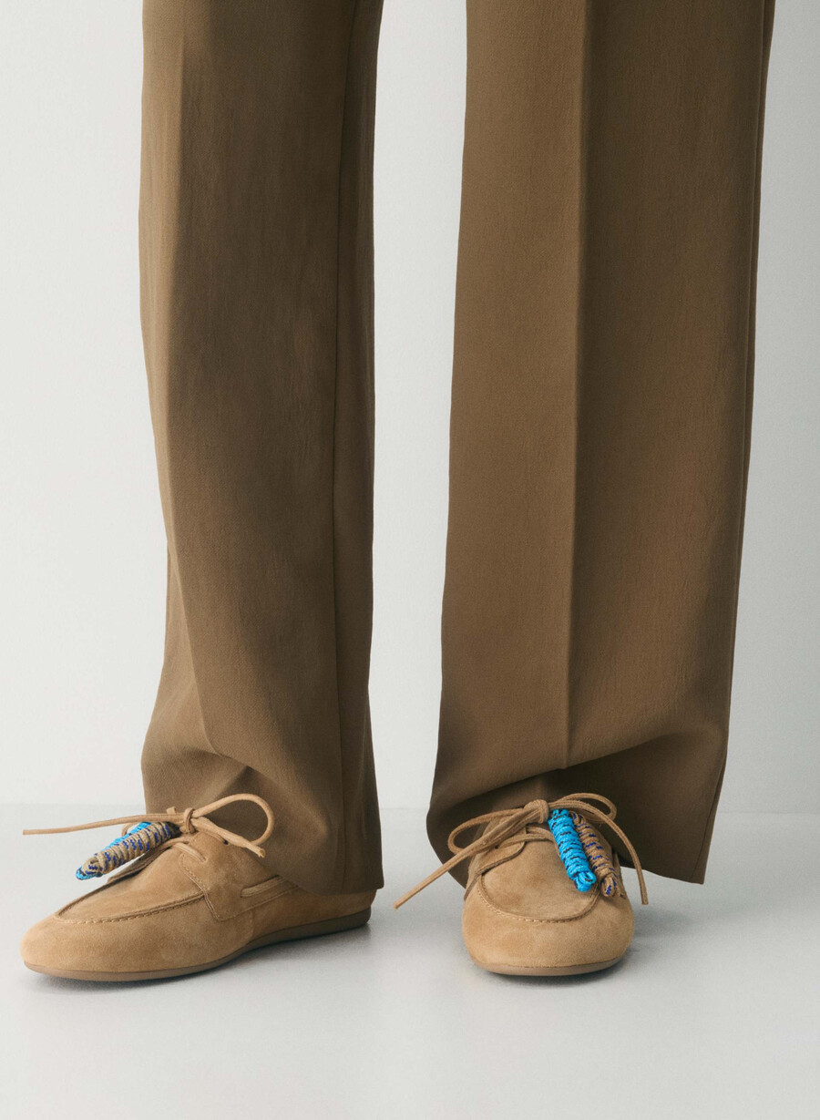 sperry x aritzia slim boat shoe - suede leather tan khaki