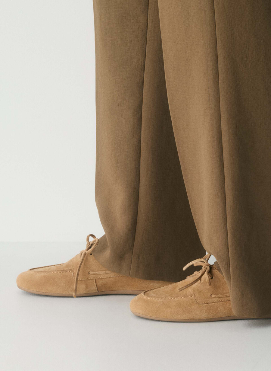 sperry x aritzia slim boat shoe - suede leather tan khaki