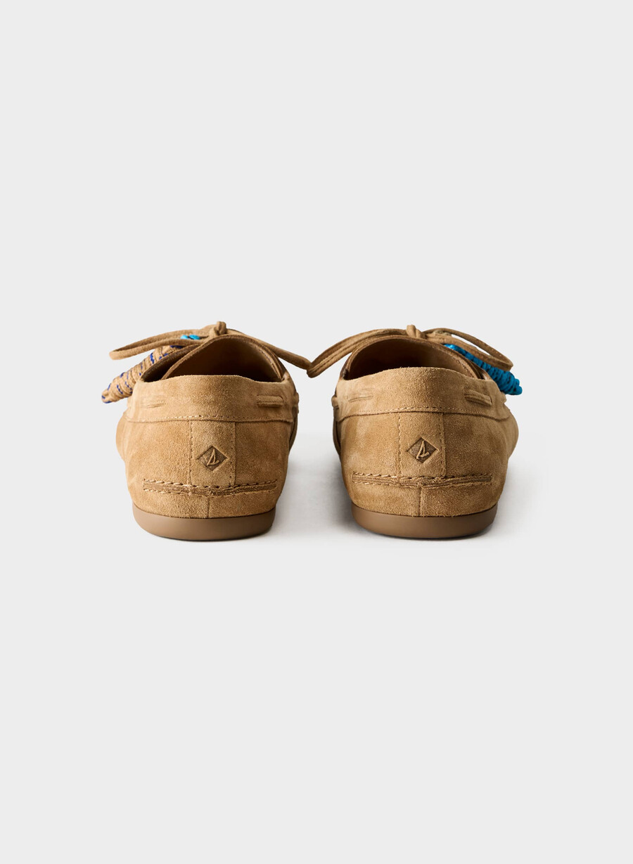 sperry x aritzia slim boat shoe - suede leather tan khaki